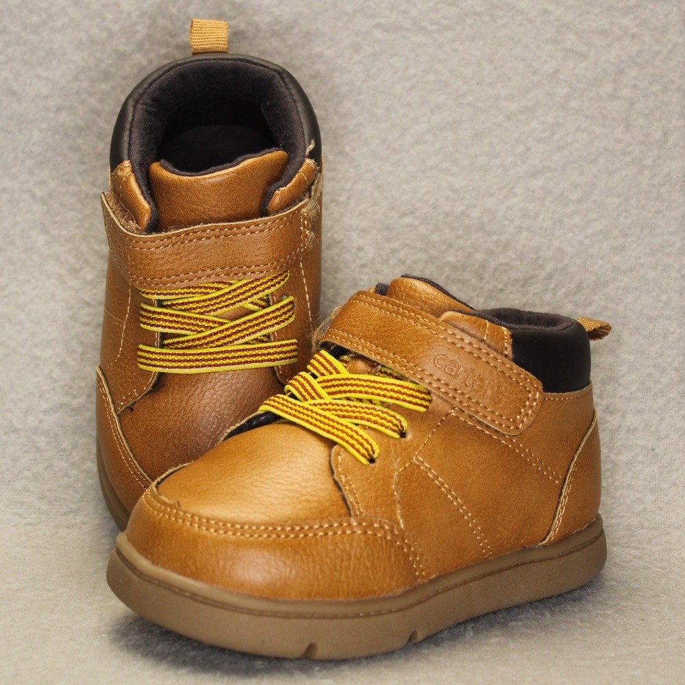 Carter's Boots‎ Kids Brown Tan High Top Sneakers Faux Leather Casual Rugged
